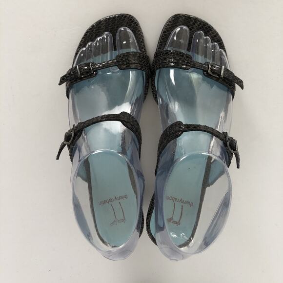 THIERRY RABOTIN Kitten Heel Shoes Sz 36.5 / 6.5 Snake Adjustable Straps Italy - Picture 5 of 14